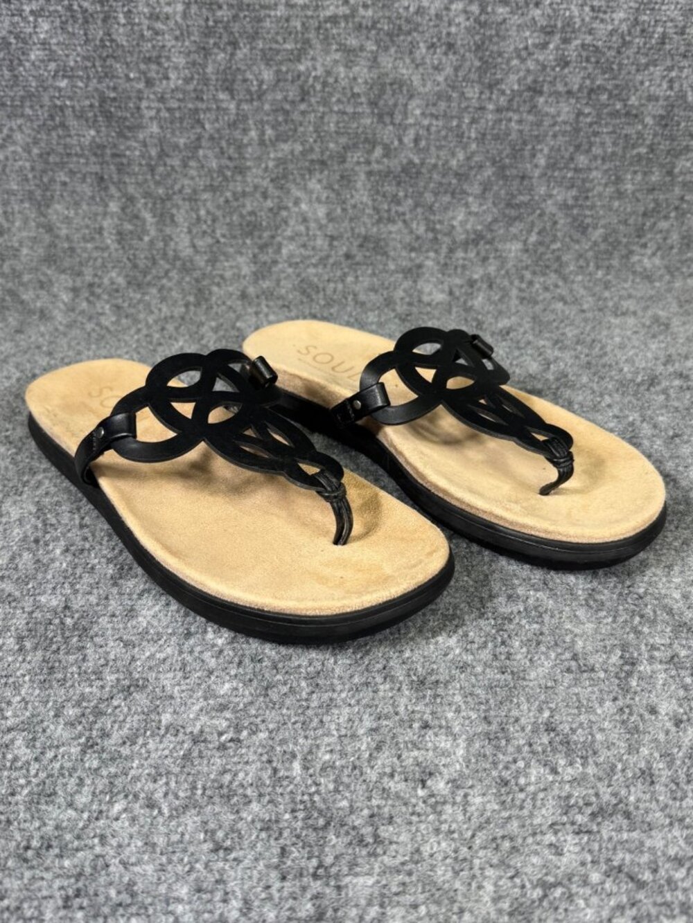 Soul Naturalizer Janice Women's 9M Black Sandals Cutout Design Cushioned Footbed